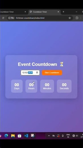 Modern Event Countdown Timer using HTML CSS & JavaScript | Glass UI Design ⏳🔥 ‪@CodeWithHarry‬
