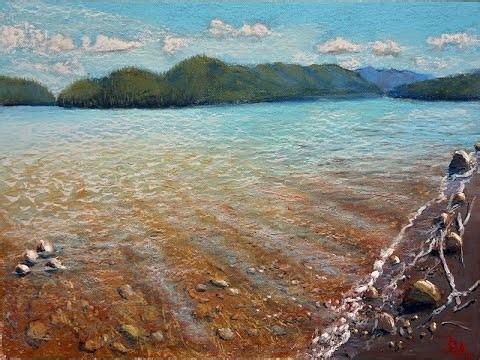 Oil Pastel Tutorial | Oil Pastel over NuPastel. Water painting (part 2 of 5)