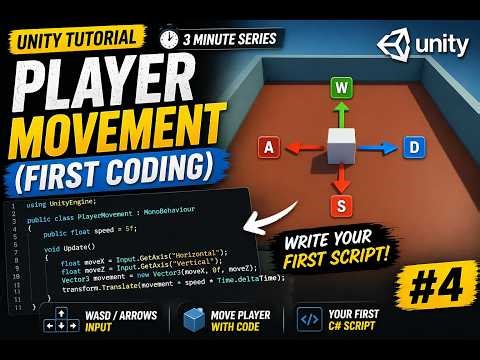 Player Movement in Unity 3D in 3 Minutes | Game Part - 2 (Beginner Tutorial 2026). #games #education