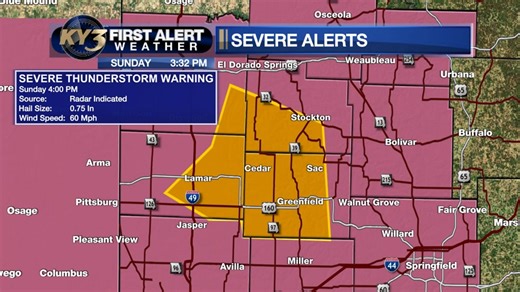 A cluster of storms in southwest Missouri has some strong to severe potential as it moves to the southeast. Here's an update on those storms and timing. | KY3