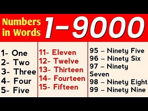 1 To 9000 Numbers in words in English || 1 - 9000 English numbers with spelling