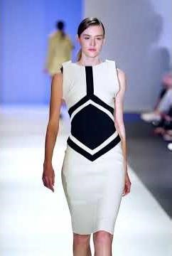 Elegant Modern Runway Look | Black & White Geometric Dress Design