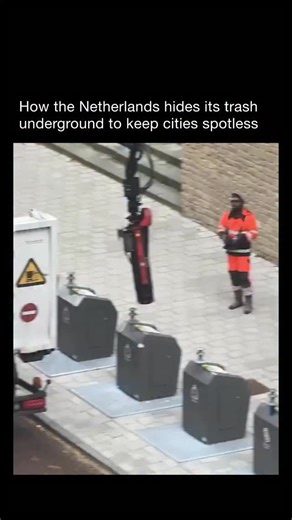 PEEPER on Instagram: "What looks like an ordinary street corner is actually part of one of the world’s smartest waste management systems. Across the Netherlands, garbage bins are built underground, storing waste several meters below the surface. When full, trucks equipped with hydraulic cranes lift each container, empty it, and return it seamlessly, all without cluttering the streets or releasing odors. This design frees up urban space, prevents pests, and keeps neighborhoods cleaner and quieter