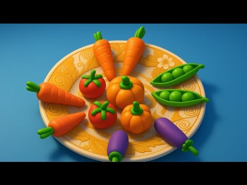 "Clay Vegetable Miniatures on a Plate | DIY Plasticine Food Craft Tutorial"
