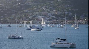Sailing ships and yachts in the port of Charlotte Amalie,St. Thomas