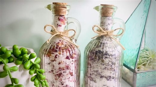 Vintage Glass Container Bath Salt Soaking Spa Product Storage Jar Cork Top Bathroom Decor Style Accent Lavender Soak Rose Petal Honeymoon - Etsy