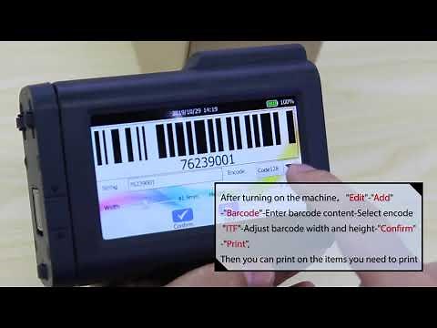 How to set up and print barcodes with V4INK BENTSAI portable handheld inkjet printer?