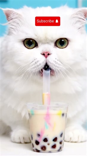 Cute Cat ASMR Drinking Boba 🧋😻 | Satisfying Bubble Tea Sounds