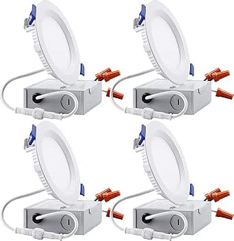 TORCHSTAR 4 Inch 10W LED Recessed Lighting Anti-glare Trim, CRI 90+, Dimmable Airtight Downlight, IC Rated, 5000K Daylight, ETL & Energy Star Listed, Pack of 4