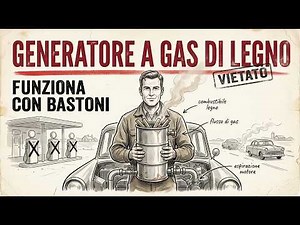 Il generatore fornisce energia ai veicoli che funzionano a combustibile legnoso.