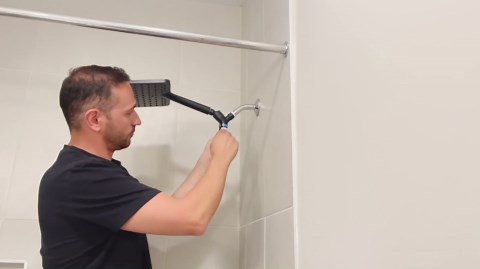 Shower Heads with Handheld Combo, 10 Inch High Pressure Rain Shower Head, Height Adjustable Dual 2 in 1 Shower Head System with Stainless Steel Hose, Matte Black