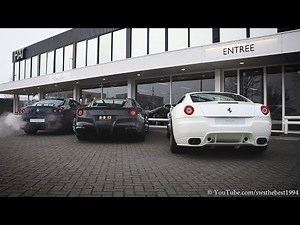 Ferrari F12 vs Ferrari 612 vs Ferrari 599 Novitec INSANE Rev Battle!