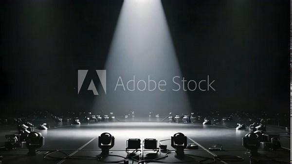 Preparation of an empty stage for live performance under spotlight with professional lighting equipment concert performance show ultra full hd 4k video download.