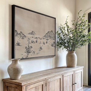 Minimalist Desert Landscape Canvas Print: Vintage Etching Style - Etsy