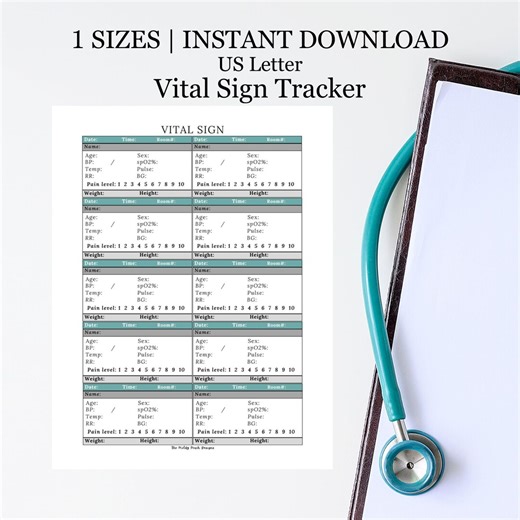 Vital Sign Tracker, Printable Log for Nurses (digital Download) - Etsy UK