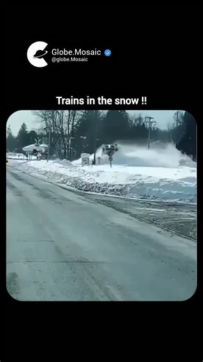 Globe Mosaic on Instagram: "This viral video compilation captures multiple trains— including Canadian National and Amtrak units—plowing through massive snow drifts up to several feet deep, creating explosive clouds of powder that evoke satisfying ASMR sensations, amassing 423,000 views and 3,991 likes within a day. A key reply notes that on Canada's busy Trans-Canada rail line, trains run every 15 minutes, naturally preventing deep accumulation without dedicated plows, contrasting the dramatic e