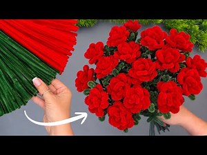 WOW! Beautiful Pipe Cleaner Roses 🌹 Easy DIY Flower Craft