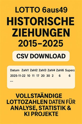 Lotto 6aus49 Historical Draws 2015–2025 as CSV Download | Complete Lotto Numbers Data for Analysis, Statistics & AI Projects - Etsy Canada