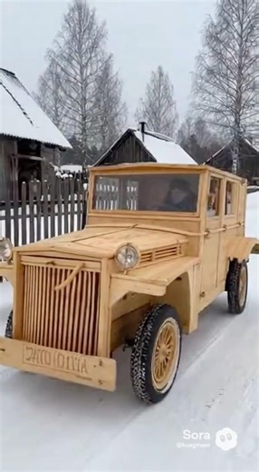 дед сделал авто из дерева на дровах #automobile #деревня #funny #деньвдеревне #поселок #history #кин