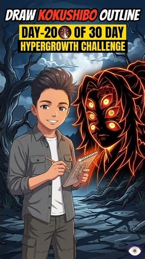 Draw Kokushibo outline👁️Day-20🔥 Hypergrowth #shorts