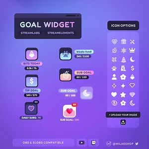 Goal Widget | Twitch & Youtube | Streamelements Streamlabs | OBS | Gradient - Etsy