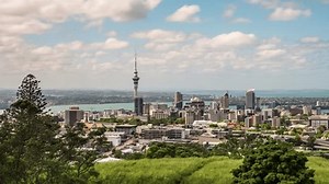Time lapse of the skyline of Auckland, New Zealand.