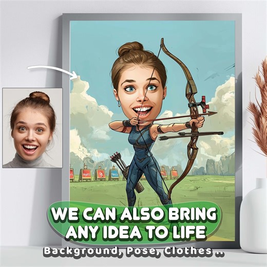 Character Cartoon Archer Gift, Transform Your Photo to Cartoon, Fantasy Portrait | Cinematic Bow and Arrow Art for Outdoor Adventure - Etsy