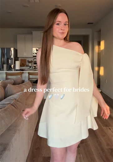 The perfect dress for a bachelorette party, bridal shower or engagement photos! Great quality and fit. Comes in black and pink as well. This is the ivory color. FREE SHIPPING. Sample provided by @Cider #weddingdress #bridaldress #bridaldresses #whitedress #brides