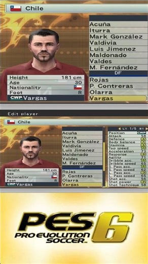 Chile Full Squad in PES 6 – Full Team & Player Stats (Pro Evolution Soccer 6)