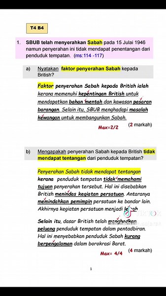 Sejarah Penyerahan Sabah untuk Tingkatan 4 SPm
