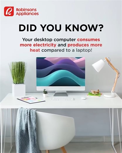 5K views · 29 reactions | Did you know?​ Your desktop computer generates more heat and consumes more electricity than a laptop! ​ ​Switch to a laptop for work or study to stay cool and save on energy costs.​ ​Shop at #RobinsonsAppliances! | Robinsons Appliances | Facebook