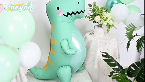 43" Large 3D Dinosaur Balloon for Party Decorations, Cute Giant Self Standing Inflatable Dinosaur Balloons, Dino Foil Balloons for Kids Jungle Dino Themed Baby Shower Birthday Party Decor Supplies