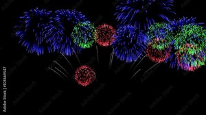 Multiple varied color fireworks bursting in sky