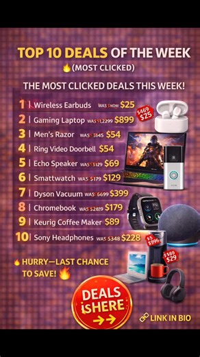 Top 10 Deals of the Week  (Most Clicked) These were the MOST CLICKED deals by our community this week  Prices may change anytime — this is your last chance to grab them.  Tech, home, gadgets & more ✅ Verified coupons ⏰ Limited-time savings  See the full list → https://www.dealsishere.com/  Link in bio #TopDeals #WeeklyDeals #BestDiscounts #CouponCodes #AffiliateDeals DealsisHere | DealsisHere - Smart Shopping & Best Online Deals | Facebook