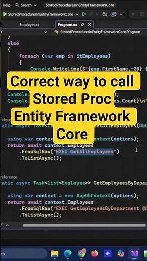 Stored Procedures in EF Core | Call the Right Way | Entity Framework Core Short