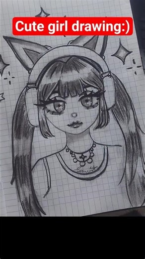 Anime Girl with Cat Ears 😻✨️comment if you like it #oc #art #drawing #anime #sketch #reels #shorts