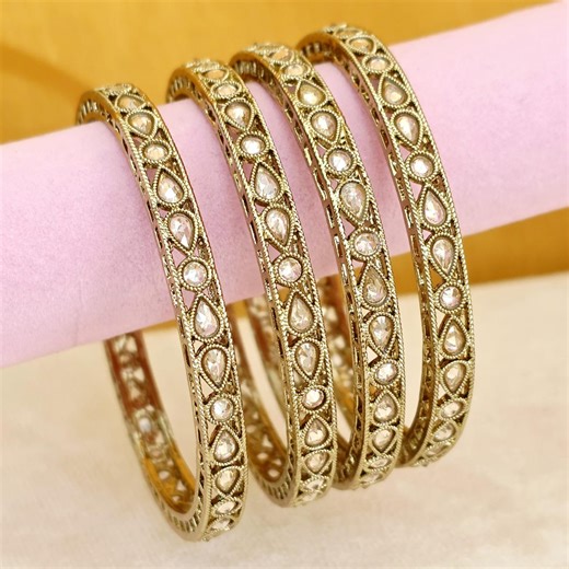 Set of 4 Polki Kundan Bangles/indian Bangles/punjabi Bangles/pakistani Jewelry/indian Jewelry/bridal Bangles/antique Bangles/reverse AD - Etsy