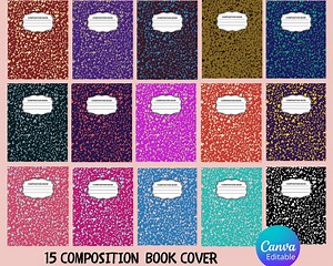 15 Seamless Composition Book Patterns, Editable Canva Composition Notebook Covers, Homeschool & Classroom Labels, Speckled Marble, Printable - Etsy