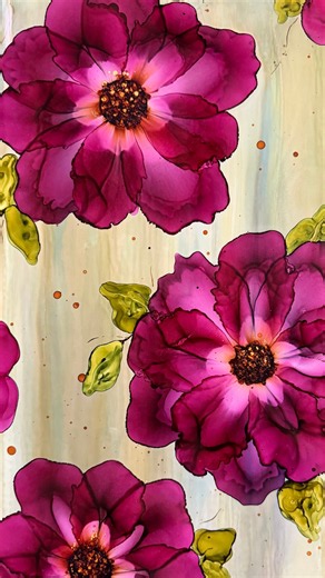 Tim Holtz Alcohol Ink Aubergine Bloom Painting by ‪@angiebryantart‬