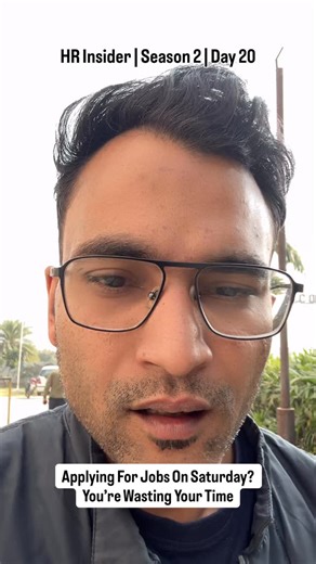 RajatCareerGuru on Instagram: "Applying for jobs on Saturday is the biggest waste of time in your job search. After 12+ years as HRBP, I can tell you: Recruiters don’t even SEE weekend applications until Tuesday. By then, 200+ Monday applications are ahead of yours in the queue. Here’s what actually happens: ✓ Algorithms sort by “date applied” (not quality) ✓ Recruiters open Monday 9 AM applications first ✓ They stop reviewing after 50-70 resumes ✓ Saturday applications? Buried. Never opened. Yo