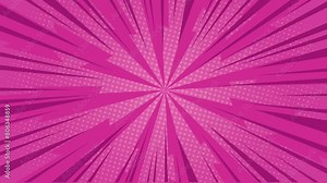 Purple anime background in pop art and funny cartoon comic style. Different text boxes explosion burst. Energetic sign rotating with blades. Halfton effect with custom text space. Easy to use. 4K