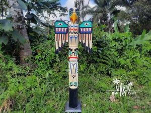 Hand Carved Wood Totem Pole: Eagle, Bear, Raven - Bali Art (59 Inch) - Etsy