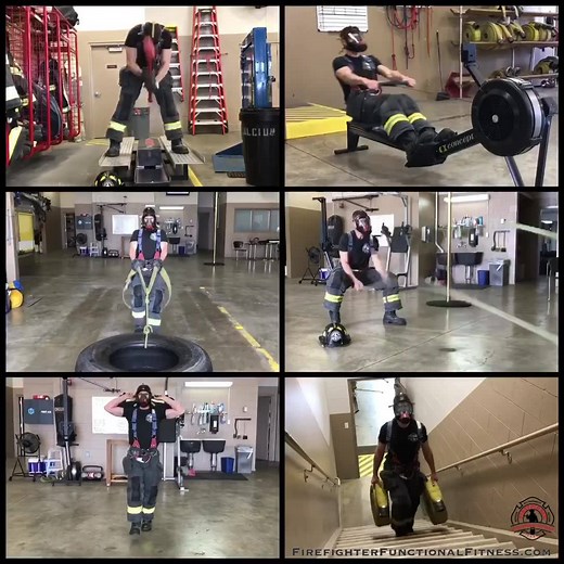 159K views · 712 reactions | FirefighterFunctionalFitness.com 1. Keiser Sled 2. Rower (30 seconds) 3. Tire Drag 4. Battle Hose (30 seconds) 5. Walking Lunges 6. Stair Farmers Carries (3-5 Rounds) | Firefighter Functional Fitness | Facebook