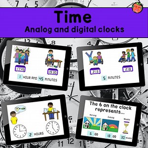 Time analog and digital clocks Boom cards mini-bundle