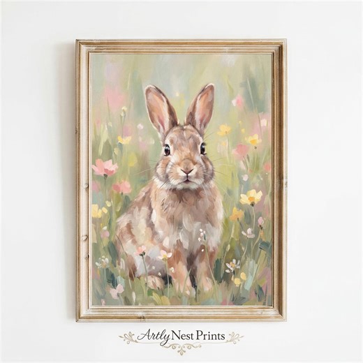 Vintage Bunny Rabbit Wildflower Print, Cottagecore Nursery Wall Art (digital Download) - Etsy