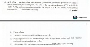 c) A 10MVA,11kV, three-phase star-connected synchronous generat... | Filo