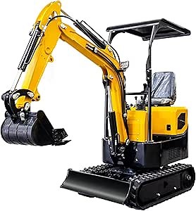 Household Mini Excavator, 1ton Hydraulic Crawler Excavator, Small Digger for Garden Farm Orchard Construction, USA Stock Mini Excavator with EPA Certified, Random Color Digger Machine