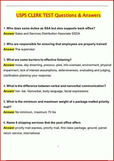 Usps Clerk Test Latest Actual Questions And Verified Answers video