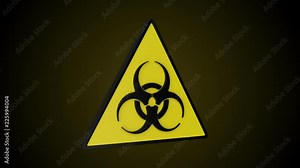 Rotating triangular biohazard sign. Loop ready animation with mask included.
