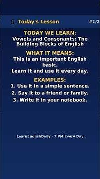 Vowels and Consonants: The Building Blocks of English | Learn English Daily